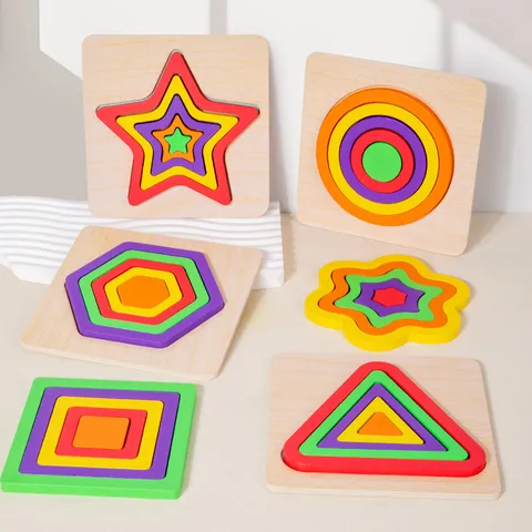 Enfants Bois Montessori Pensée Logique Forme Stéréo Puzzle Éducatif Éducation Précoce Jouet d'Apprentissage Jeu de Correspondance