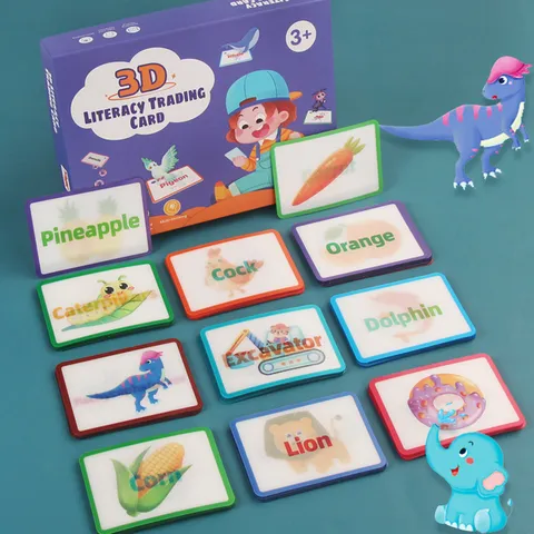Cartes Flash Éducatives 3D pour Enfants Jouets d'Apprentissage Montessori Cognitif Anglais Mots Flash Card Set pour Tout-Petits Enfants