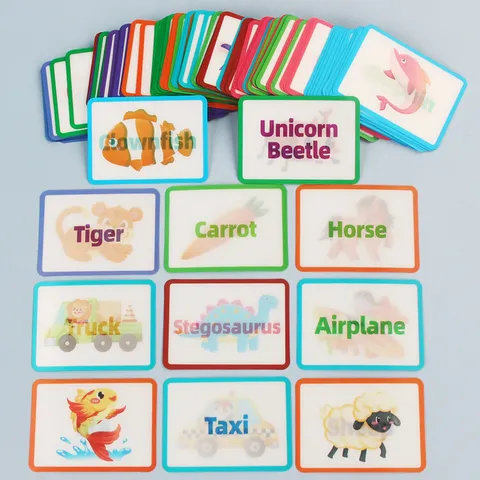 Cartes Flash Éducatives 3D pour Enfants Jouets d'Apprentissage Montessori Cognitif Anglais Mots Flash Card Set pour Tout-Petits Enfants