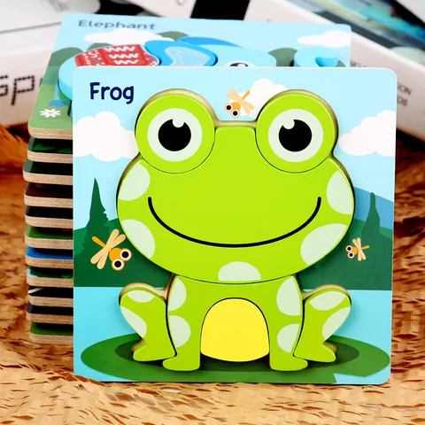 Puzzle de Dessin Animé en Bois 3D pour Enfants Jouet Éducatif Précoce Cognition Animaux Trafic