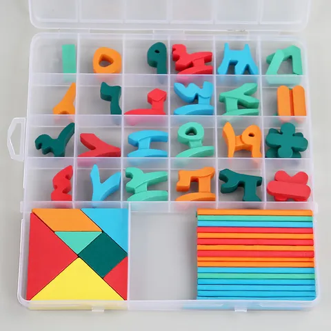 Jouets Éducatifs en Bois pour Enfants Chiffres Arabes Boîte d'Apprentissage Tangram Bâtons de Comptage Ensemble de Jouets