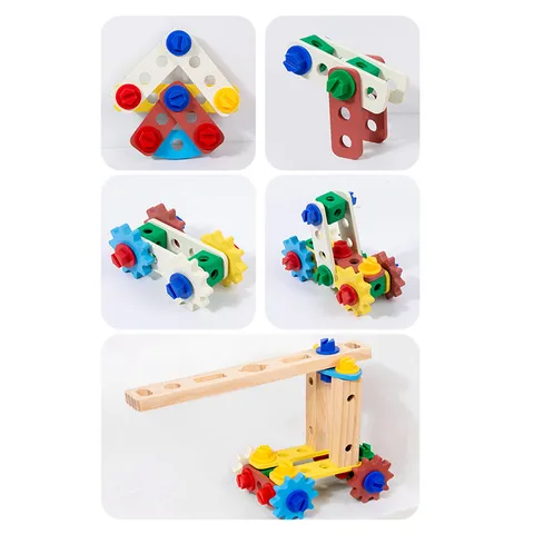 Jouet d'Établi en Bois pour Enfants Ensemble de Construction d'Assemblage d'Écrous Jouet Éducatif Précoce Montessori