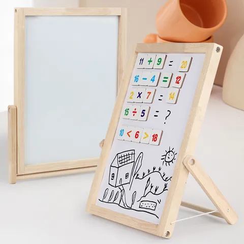 Tableau à Dessin Magnétique en Bois Double Face Jouet Éducatif pour Enfants Apprentissage des Mathématiques Chiffres