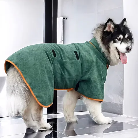 Haustier Bademantel Großer Hundetuch Saugfähig Schnelltrocknend Atmungsaktiv Weich Mit Kapuze Hundebademantel Haustier Badekleidung