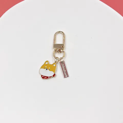 Cartoon Dog Alloy Keychain Cute Corgi Akita Puppy Metal Keyring Enamel Bag Pendant Handmade Animal Key Chain For Gift