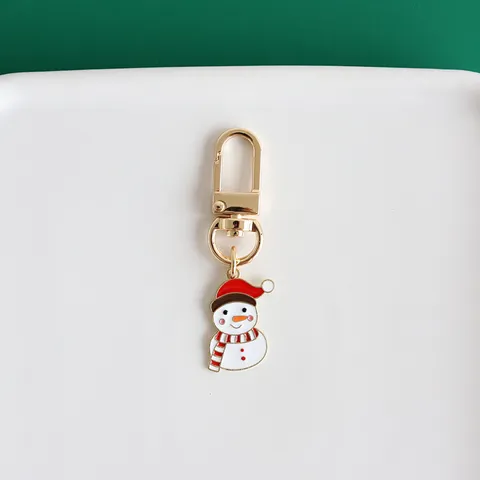 Cute Cartoon Christmas Keychain Metal Enamel Santa Snowman Snowflake Reindeer Pendant For Bag AirPods Case New Year Gift