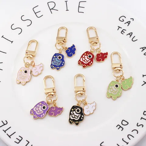Japanese Style Koi Fish Auspicious Cloud Keychain Alloy Lucky Enamel Bag Charm Car Key Ring Creative Pendant Gift