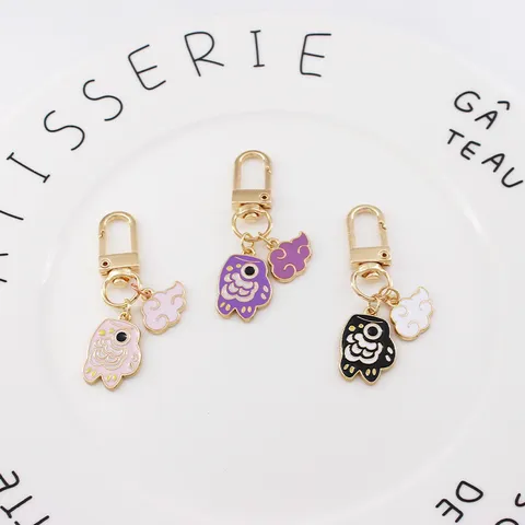 Japanese Style Koi Fish Auspicious Cloud Keychain Alloy Lucky Enamel Bag Charm Car Key Ring Creative Pendant Gift