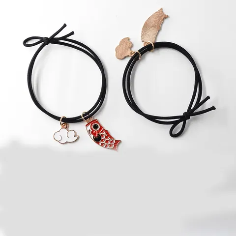 Japanese Style Koinobori Alloy Hair Tie Cute Enamel Fish Cloud Pendant Elastic Hair Band Good Luck Accessories For Women