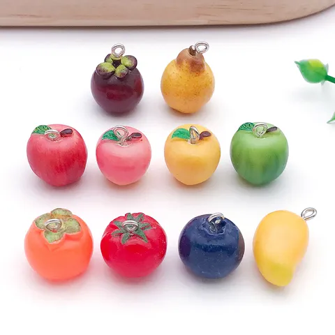 3D Simulation Fruit Resin Charms Plastic Electroplated Pendant Craft Supplies For DIY Necklace Bracelet Keychain Jewelry Making Accessories