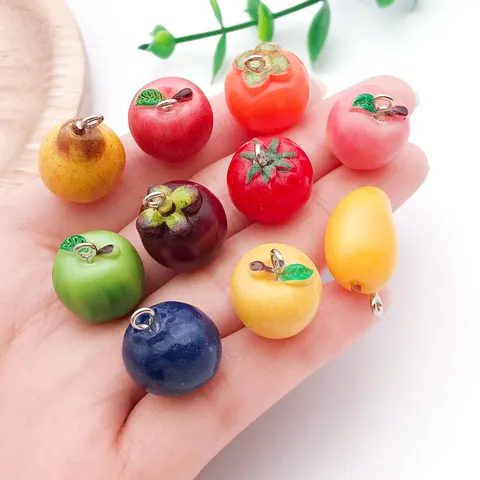 3D Simulation Fruit Resin Charms Plastic Electroplated Pendant Craft Supplies For DIY Necklace Bracelet Keychain Jewelry Making Accessories