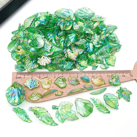 Acrylic Iridescent Leaf Charms Mixed Cute Leaf Pendants Clear Botanical Design Material For DIY Earring Keychain Jewelry Making Findings