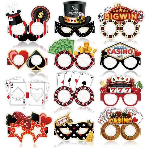 Casino Thema Geburtstag Dekorationen Partybrille Las Vegas Poker Würfel Papier Brille Fotobox Requisiten Für Partyzubehör