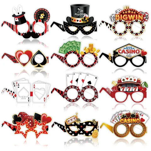 Casino Thema Geburtstag Dekorationen Partybrille Las Vegas Poker Würfel Papier Brille Fotobox Requisiten Für Partyzubehör
