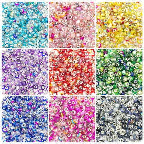 DIY Jewelry Beads Resin Alloy Enamel Large Hole Beads For Bracelet Making Accessories Handmade Mix Color Loose Beads