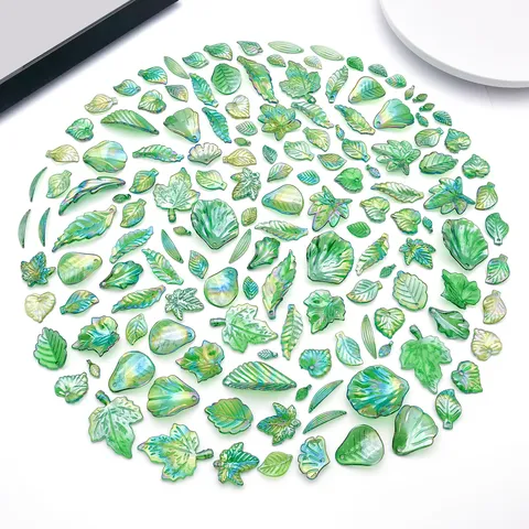 Acrylic Iridescent Leaf Charms Mixed Cute Leaf Pendants Clear Botanical Design Material For DIY Earring Keychain Jewelry Making Findings