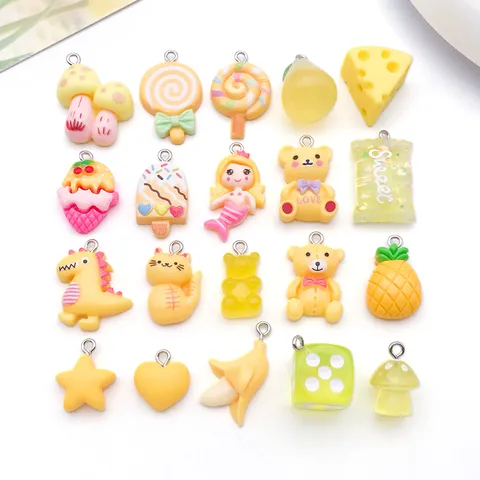 Handgemaakte DIY Hars Hangers Schattige Cartoon Beer Lolly Fruit Bedels Sieraden Maken Accessoires Voor Armband Ketting Sleutelhanger