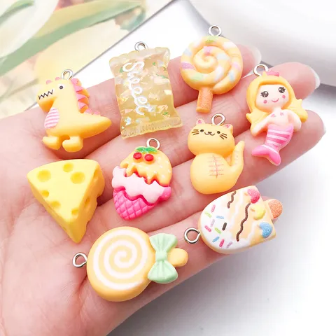 Handgemaakte DIY Hars Hangers Schattige Cartoon Beer Lolly Fruit Bedels Sieraden Maken Accessoires Voor Armband Ketting Sleutelhanger