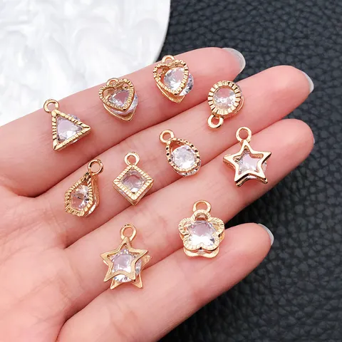Accessori per la Creazione di Gioielli Fai-da-te Ciondoli in Lega di Zinco Zirconia a Forma di Cuore Stella Goccia d'Acqua Fiore per Collane Orecchini Placcati Oro Argento