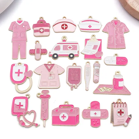 Moda Dijes De Aleación De Zinc Esmalte Equipo Médico Para DIY Collar Pulsera Llavero Día De La Enfermera Manualidades Accesorios Colgantes