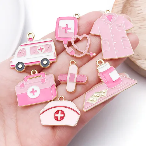 Moda Dijes De Aleación De Zinc Esmalte Equipo Médico Para DIY Collar Pulsera Llavero Día De La Enfermera Manualidades Accesorios Colgantes
