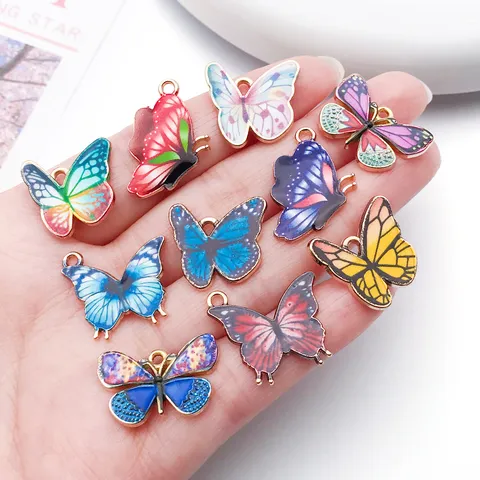 Colorful Enamel Butterfly Charms Zinc Alloy Insect Pendants For DIY Necklace Bracelet Earrings Jewelry Making Findings