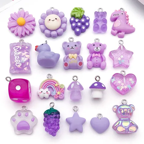 Süße Cartoon Harz Charms DIY Schmuck Zubehör Gemischter Stil Bär Blume Stern Anhänger Für Halskette Armband Ohrring Herstellung