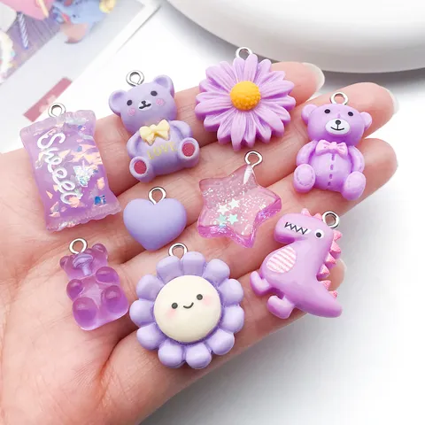 Süße Cartoon Harz Charms DIY Schmuck Zubehör Gemischter Stil Bär Blume Stern Anhänger Für Halskette Armband Ohrring Herstellung