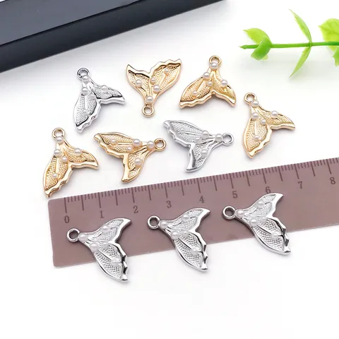 Zinc Alloy Ocean Theme Mermaid Tail Starfish Shell Charms With Artificial Pearl Enamel Pendant DIY Accessories For Jewelry Making