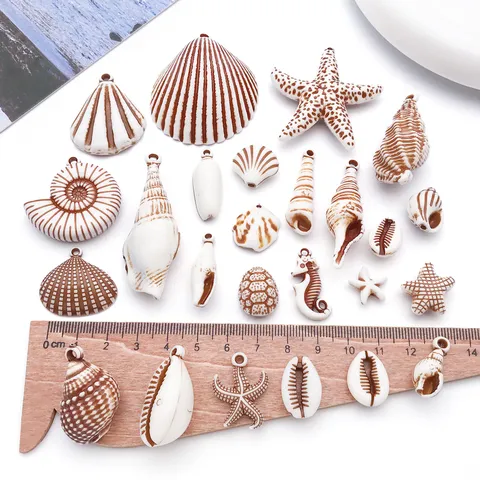 Acrylic Marine Animal Conch Starfish Seahorse Turtle Shell Pendants DIY Jewelry Accessories Craft Charms