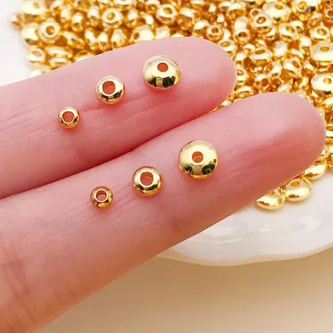 Or Argent Cuivre Plaqué Abaque Perles d'Espacement Disque Rond Roue Perles En Vrac Pour Bricolage Bracelet Collier Bijoux Fabrication Accessori