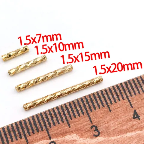 DIY Facet Straight Tube Connecting Beads Copper Plated Gold Silver Jewelry Findings Bracelet Making Accessories