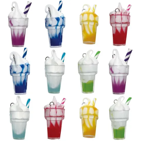 Miniatura Resina Tazza di Gelato Ciondoli Carino Simulazione Frappè Bevanda Sundae Bottiglia Pendenti Per Fai da Te Portachiavi Orecchini Gioielli Artigianato