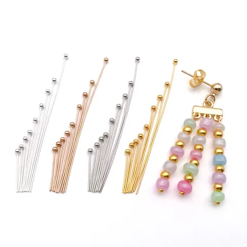 Copper Headpins Ball Pins Head Pins For DIY Jewelry Making Electroplated Metal Findings Jewelry Accessories Crafting