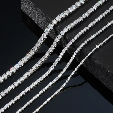Κολιέ Tennis από Moissanite Για Γυναίκες Ασήμι S925 Μινιμαλιστικό Πολυτελές Κομψό Λαμπερό Διαμάντι Tennis Αλυσίδα Κοσμήματα Δώρο
