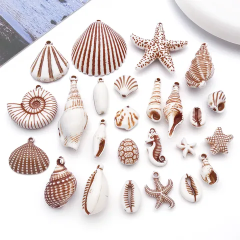 Acrylic Marine Animal Conch Starfish Seahorse Turtle Shell Pendants DIY Jewelry Accessories Craft Charms