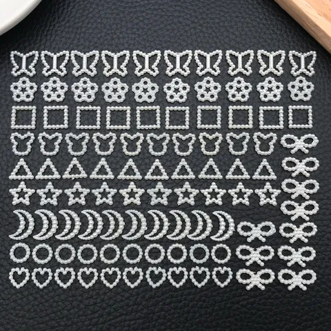 Accesorios de Perlas de Imitación para Nail Art DIY Abalorios Artesanales de Resina Corazón Hueco Lazo Pentagrama para Funda Joyería
