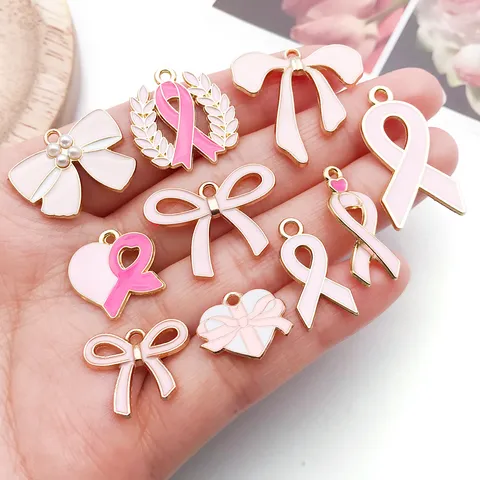 DIY Alliage de Zinc Huile Goutte Rose Noeud Ruban Pendentif Charms Mignon Emaille Noeud Bijoux Fournitures Pour Bracelet Collier