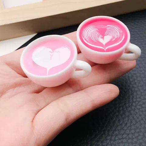 Resin Miniature Coffee Cup Charms Cute 3D Latte Art Mug Pendants DIY Handmade Jewelry Making Accessories