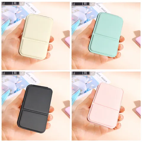 Portable Foldable Makeup Mirror PU Leather Desktop Vanity Mirror Small Pocket Cosmetic Mirror For Student Dorm Travel