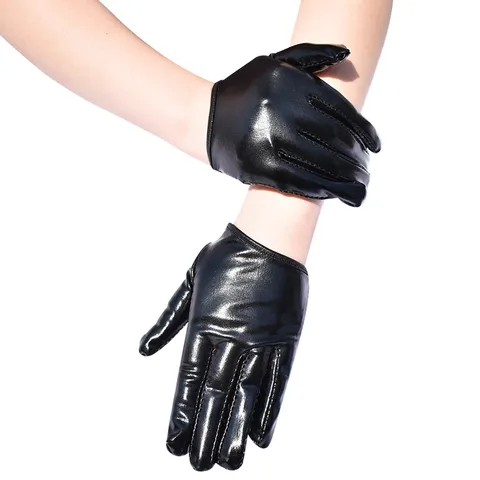 Gants Courts Mitaines Punk Métallique Brillant pour Femme Sexy Performance de Danse Clubwear Fête Hip Hop Accessoires de Mode