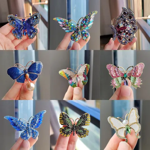 Mode Schmetterling Brosche Für Damen Eleganter Strass Künstliche Perle Korsage Nische Design Anzug Accessoire