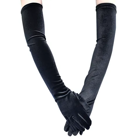 Damen Extra Lange Goldene Samt Abendhandschuhe Über Dem Ellbogen Vintage Formelle Opern Party Handschuhe Warme Winter Etikette Kleid Handschuhe