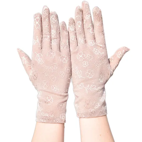Damen Atmungsaktive Netz Sonnenschutz Handschuhe Sommer Vierblättriges Kleeblatt Muster Kurze Handschuhe Für Fahren Radfahren
