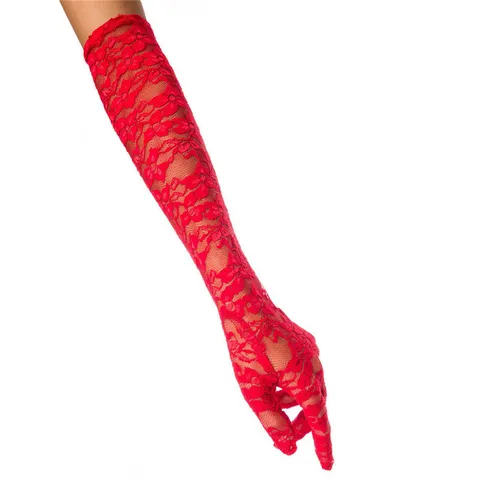 Damen Elegante Lange Spitze Brauthandschuhe Nylon Jacquard Floral Sonnenschutz Handschuhe Für Hochzeit Party Abend Zubehör