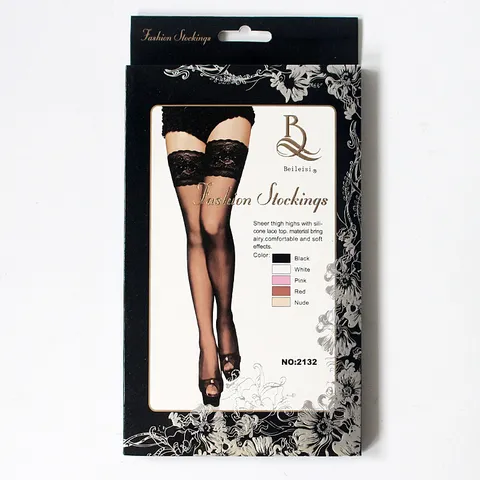 Women Sexy Lace Top Thigh High Stockings Silicone Non-Slip Stay Up Sheer Ultra Thin Silk Socks