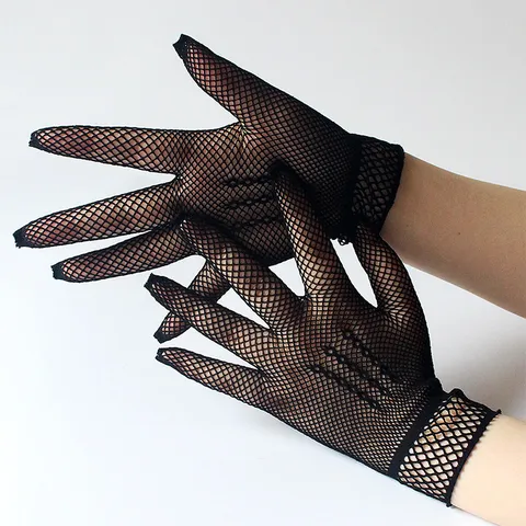 Women Sexy Hollow Out Fishnet Short Gloves Mesh Breathable Bridal Wedding Party Accessories Mesh Gloves