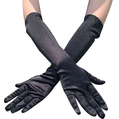 Women Long Satin Gloves Sun Protection Opera Gloves Solid Color Evening Party Performance Gloves Fashion Accessories
