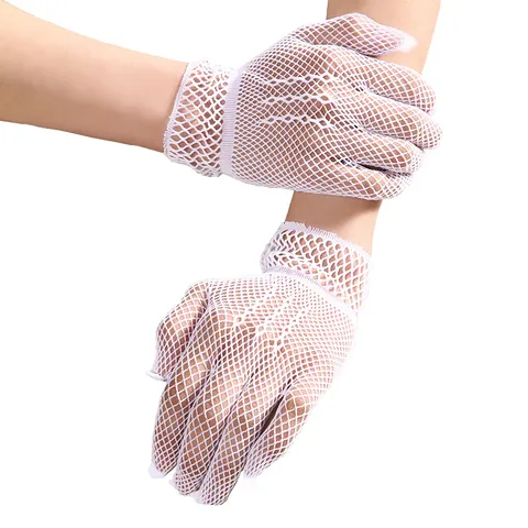 Women Sexy Hollow Out Fishnet Short Gloves Mesh Breathable Bridal Wedding Party Accessories Mesh Gloves