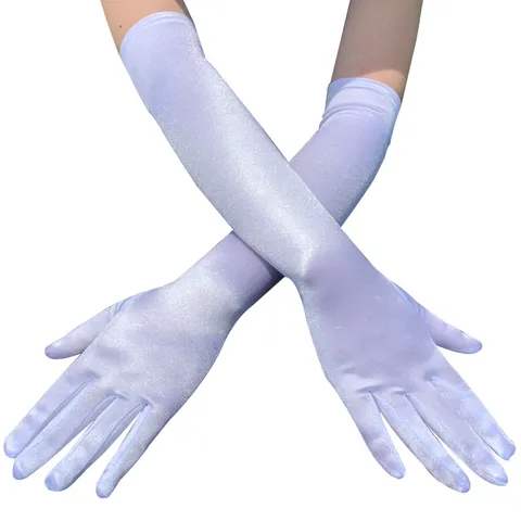 Women Long Satin Gloves Sun Protection Opera Gloves Solid Color Evening Party Performance Gloves Fashion Accessories